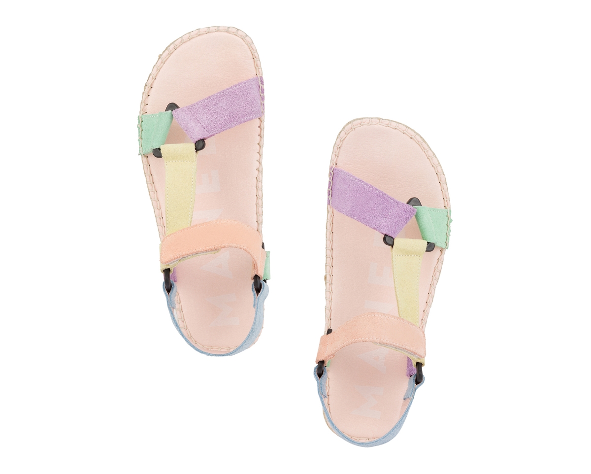 Picture of MANEBI Hiking sandals lilac yellow rose suede