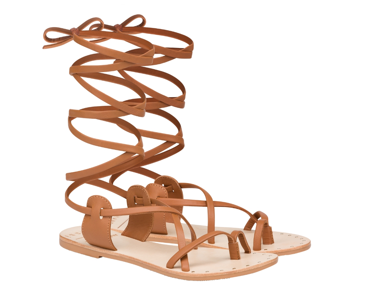 Picture of MANEBI TIE UP LEATHER SANDALS TAN LEATHER AR STUDIO